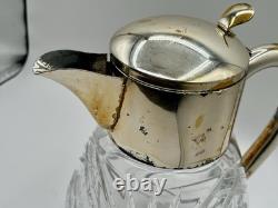 Antique Victorian German Silver Plated Cut Crystal Glass Lemonade Pitcher 10