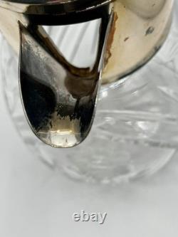 Antique Victorian German Silver Plated Cut Crystal Glass Lemonade Pitcher 10