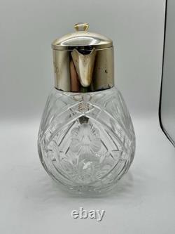 Antique Victorian German Silver Plated Cut Crystal Glass Lemonade Pitcher 10