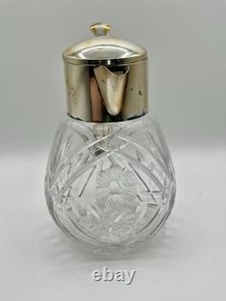 Antique Victorian German Silver Plated Cut Crystal Glass Lemonade Pitcher 10