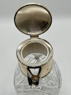 Antique Victorian German Silver Plated Cut Crystal Glass Lemonade Pitcher 10