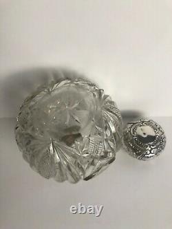 Antique Victorian Sterling Silver Hallmark Cap Hand Cut Crystal PERFUME BOTTLE