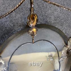 Antique Vintage Crystal Cut Glass Silver Biscuit Box English Seahorse Dragon