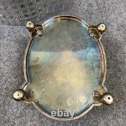 Antique Vintage Crystal Cut Glass Silver Plated Biscuit Box English Seahorse