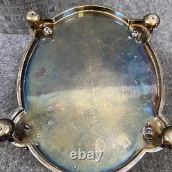 Antique Vintage Crystal Cut Glass Silver Plated Biscuit Box English Seahorse