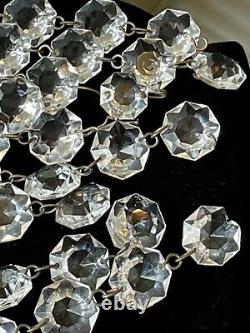 Antique Vintage Glass Cut Crystal Chandelier Lamp Parts Octagon Prisms Lot Of 95