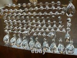 Antique Vintage Glass Cut Crystal Chandelier Octagon Prisms Medallions Lot 121