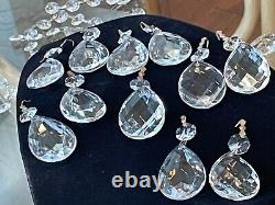 Antique Vintage Glass Cut Crystal Chandelier Octagon Prisms Medallions Lot 121