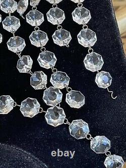 Antique Vintage Glass Cut Crystal Chandelier Octagon Prisms Medallions Lot 121