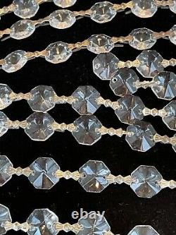 Antique Vintage Glass Cut Crystal Chandelier Octagon Prisms Medallions Lot 121