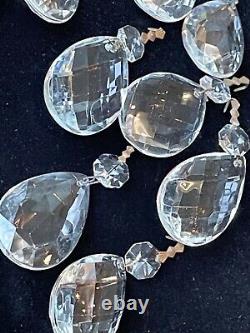 Antique Vintage Glass Cut Crystal Chandelier Octagon Prisms Medallions Lot 121