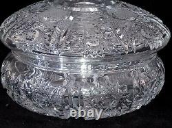 Antique Vtg American Brilliant Period Cut Glass Hawkes Lidded Candy Dish Bowl