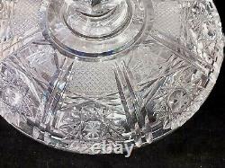 Antique Vtg American Brilliant Period Cut Glass Hawkes Lidded Candy Dish Bowl