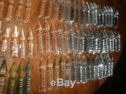 Antique Vtg. French long cut Glass Prisms Crystals Chandelier Part lot of 94 pc