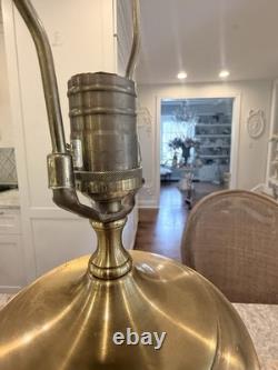 Antique Vtg Glass Cut Crystal Brass Base Lamp Vtg