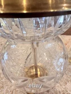 Antique Vtg Glass Cut Crystal Brass Base Lamp Vtg