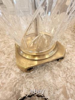 Antique Vtg Glass Cut Crystal Brass Base Lamp Vtg