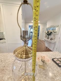 Antique Vtg Glass Cut Crystal Brass Base Lamp Vtg