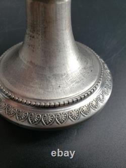 Antique Weighted 800 Silver Bottom Cut Crystal Fluted Glasses set of 6