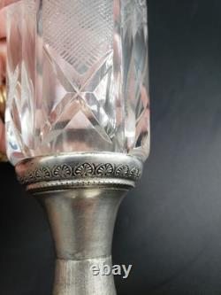 Antique Weighted 800 Silver Bottom Cut Crystal Fluted Glasses set of 6