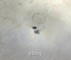 Antique Weighted 800 Silver Bottom Cut Crystal Fluted Glasses set of 6