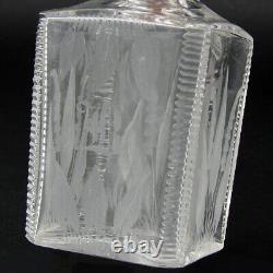 Antique Wheel Cut & Intaglio Engraved Crystal 6 5/8 Decanter Pair, B Monogram