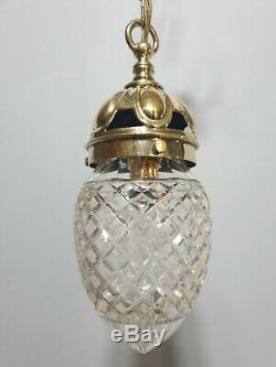 Antique c1910 Cut Glass Crystal Ceiling Bome Light, Rewired