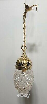 Antique c1910 Cut Glass Crystal Ceiling Bome Light, Rewired