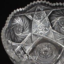 Antique cut Glass ABP Punch Bowl 10dia 2 pieces brilliant crystal HEAVY