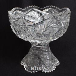 Antique cut Glass ABP Punch Bowl 10dia 2 pieces brilliant crystal HEAVY