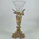 Antique cut crystal glass vase epergne in ornate brass floral stand 13