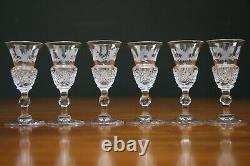 Antique cut crystal toasting liquer glasses Edwardian thistle shaped bowls 1900s