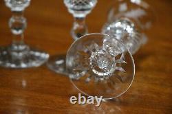 Antique cut crystal toasting liquer glasses Edwardian thistle shaped bowls 1900s