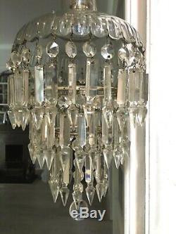 Antique glass domes waterfall small spear point crystal cut glass chandelier