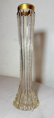 Antique handmade Czech Moser cut gold gilded glass crystal bud flower vase