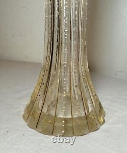 Antique handmade Czech Moser cut gold gilded glass crystal bud flower vase