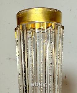 Antique handmade Czech Moser cut gold gilded glass crystal bud flower vase