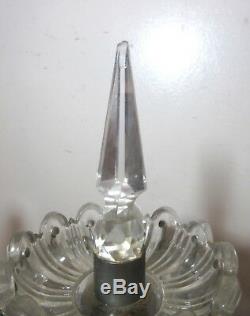Antique ornate drop cut crystal glass girandole candelabra electric table lamp