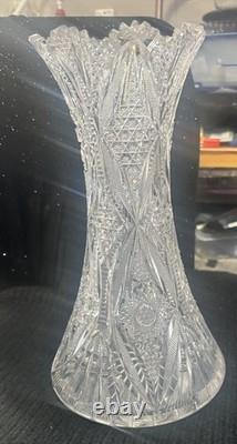 Antique p&b diamond cut crystal vase