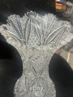 Antique p&b diamond cut crystal vase