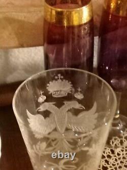 Antique russian imperial cut crystal wine glass tsar czar Nicholai Ii nicholas
