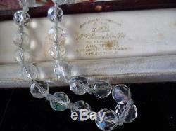 Antique vintage glass crystal Aurora Borealis multi facet cut old bead Necklace