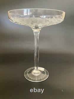 Antisue Hawkes Brilliant Cut Glass Intaglio grapes Tall Compote