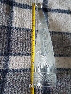 Armenian Vintage Crystal Cut Style Glass Drinking Horn XL 15 Inches Rare Antique