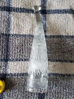 Armenian Vintage Crystal Cut Style Glass Drinking Horn XL 15 Inches Rare Antique
