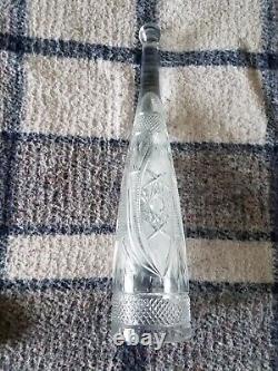 Armenian Vintage Crystal Cut Style Glass Drinking Horn XL 15 Inches Rare Antique