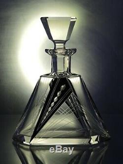 Art Deco Bohemian Crystal Cut Glass Decanter/Carafe Set by Karl Palda 1930's
