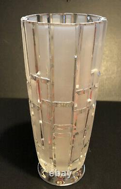 Art Deco Crystal Faceted Cut Glass Vase Czech Bohemian 10 Tall