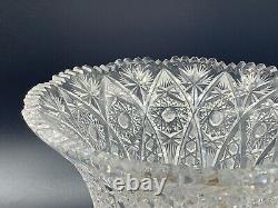 Art Deco French Cut Crystal Clear Glass Fruit BonBon Dish Bowl Ormolu Feet Base
