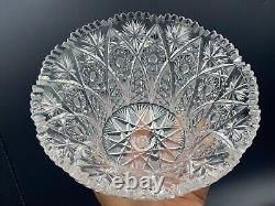 Art Deco French Cut Crystal Clear Glass Fruit BonBon Dish Bowl Ormolu Feet Base